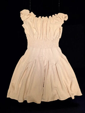 Source Unknown Off-Shoulder Ruffle Mini Dress in Cream
